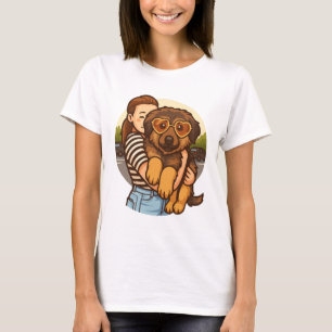 Moppige Puppy met Hart Zonnebril T-shirt
