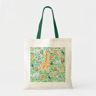Moppige Safari Dieren Kinderen Boodschappentas | J Tote Bag