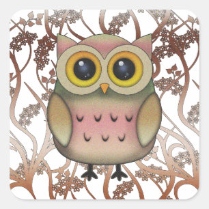 Moppige Uil Stickers Met Grote Ogen