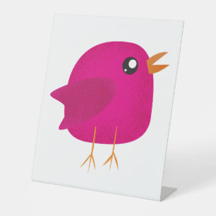 Moppige vogeltje voor kids reclamebord met voetstuk