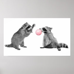 Moppige Wasberen Bubble Gum Kinderkamer Poster