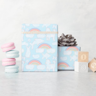 Moppige Wolken Dieren Vorm en Regenbogen Cadeaupapier
