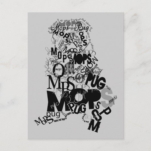 Mops aus Buchstaben Briefkaart (Voorkant)