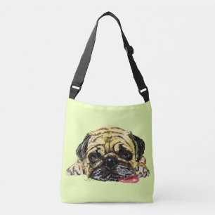 Mops Dog - Fun - Voeg Jouw tekst/kleur toe Crossbody Tas