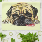 Mops Dog - Jouw tekst toevoegen / kleur Theedoek (Gevouwen)