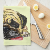 Mops Dog - Jouw tekst toevoegen / kleur Theedoek (Quarter Fold)