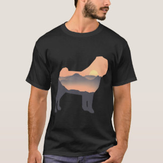 Mops Honden Silhouet Zon Berg T-shirt