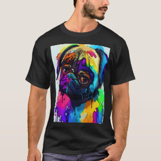 Mops in waterverfspatten 2 t-shirt