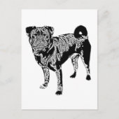 Mops Jack monochrom Briefkaart (Voorkant)