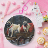 Mops Kerst Feestelijke Tijd Papieren Bordje (Feest)