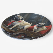 Mops Kerst Feestelijke Tijd Papieren Bordje (Gekanteld)