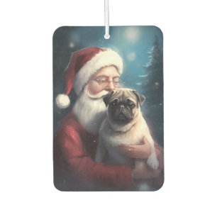 Mops Met Kerstman Festieve Kerstmis Luchtverfrisser