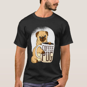 Mops met koffie t-shirt