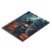 Mops op motorfiets Halloween griezelig Notitieboek (Linkerzijde)