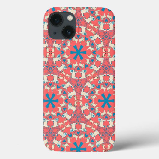 Mops patronen op koraal Case-Mate iPhone case (Achterkant)