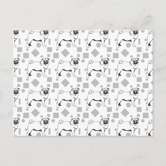 Mops patroon briefkaart (Voorkant)