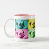 Mops "pop art" tweekleurige koffiemok (Links)