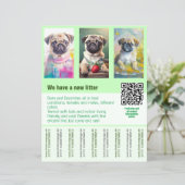 Mops puppy's te koop flyer sjabloon QR code (Staand voorkant)