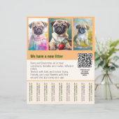 Mops puppy's te koop flyer sjabloon QR code (Staand voorkant)