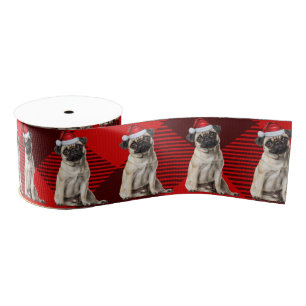 Mops Rode Buffalo Kerst Plaid Grappige Hond Kerstm Grosgrain Lint