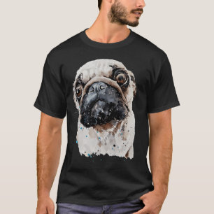 Mops Waterverf Kunst,Mops Kunst,Mops thema artikel T-shirt