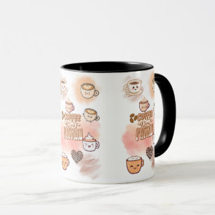 Mopshoge koffie-liefhebber mok - Kawaii barista-be