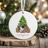 Mopshond gepersonaliseerde kerst keramisch ornament