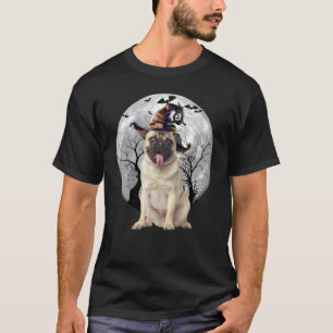 Mopshond Griezelige Maan Halloween Kostuum T-shirt