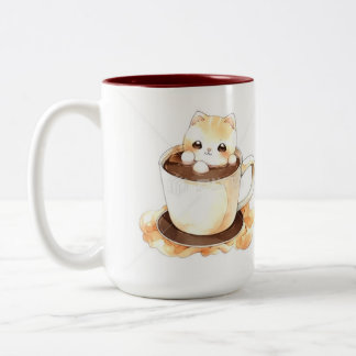 Mopshond in koffiekopje waterverf gepersonaliseerd tweekleurige koffiemok