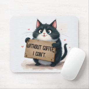Mopshond koffie quote met cartoon kat muismat