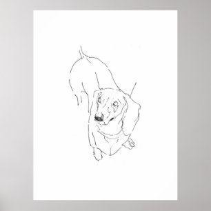 Mopshond mok – Lijntekening worst hond Poster