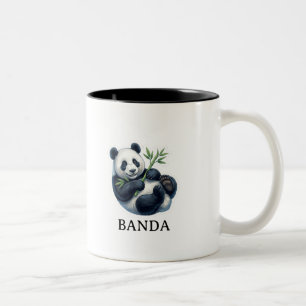 Mopshond Panda die Bamboe Eet Koffiemok Tweekleurige Koffiemok