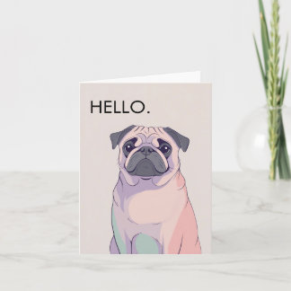 Mopshond Wenskaart – Retro Honden Kunst – Blanco – Feestdagen Kaart