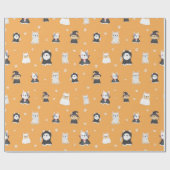 Mopshonden Halloween Patroon Cadeaupapier (Vlak)