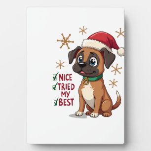 Mopshondje Hond Kerst Leuk Doe mijn Best ( Fotoplaat
