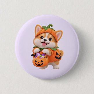 Mopshondje in pompoenkostuum Halloween knopspeld Ronde Button 5,7 Cm