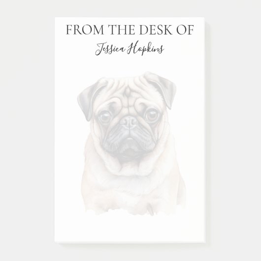 Mopsliefhebber Geborduurde Hond Post-it® Notes (Voorkant)