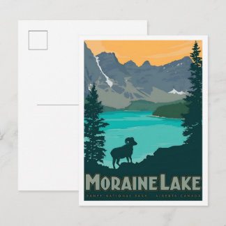 Moraine Lake Banff Canada Vintage Kunst Reizen Briefkaart