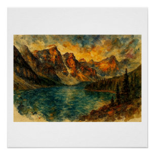 Moraine Lake bij zonsondergang, Perfect Poster