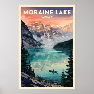 Moraine Lake Canada Reisposter in Vintage Stijl Poster
