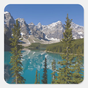 Moraine Lake, Canadese Rockies, Alberta, Canada 2 Vierkante Sticker