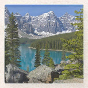 Moraine Lake, Canadese Rockies, Alberta, Canada Glazen Onderzetter