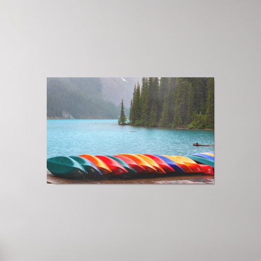 Moraine Lake kano's Canvas Afdruk (Voorkant)