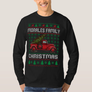 Morales familie lelijke kerst trui rode vrachtwage t-shirt