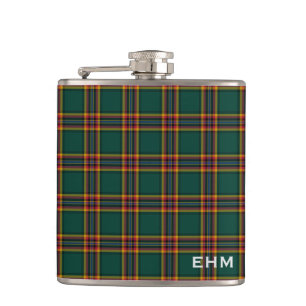 Moran Tartan Monogram Donkergroen Plaid Heupfles