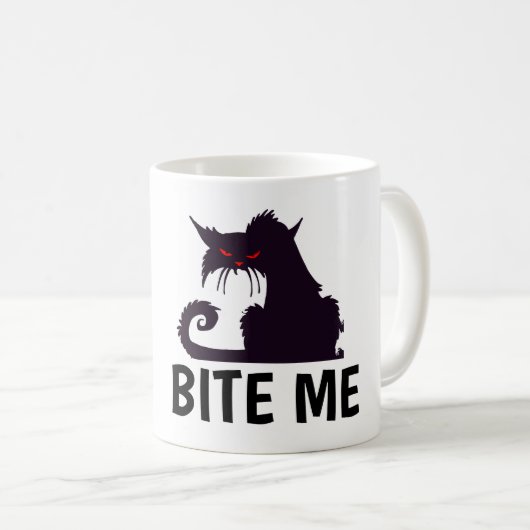 MORDS-MOI, CHAT DRÔLE DE MUG À CAFE (Devant droit)
