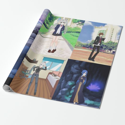 More Anime Style Wrapping Paper Cadeaupapier (Uitgerold)