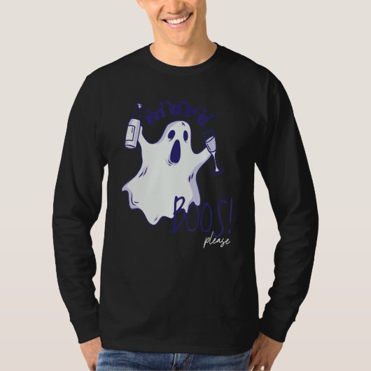 More Boos Please Ghost Beer Drinking  Halloween Gr T-shirt (Voorkant)