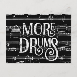 More Drums Schoolbord - Zwarte Witte Muziek Briefkaart