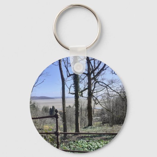 Morecambe Bay Uitzicht Button Key Ring Sleutelhanger (Voorkant)